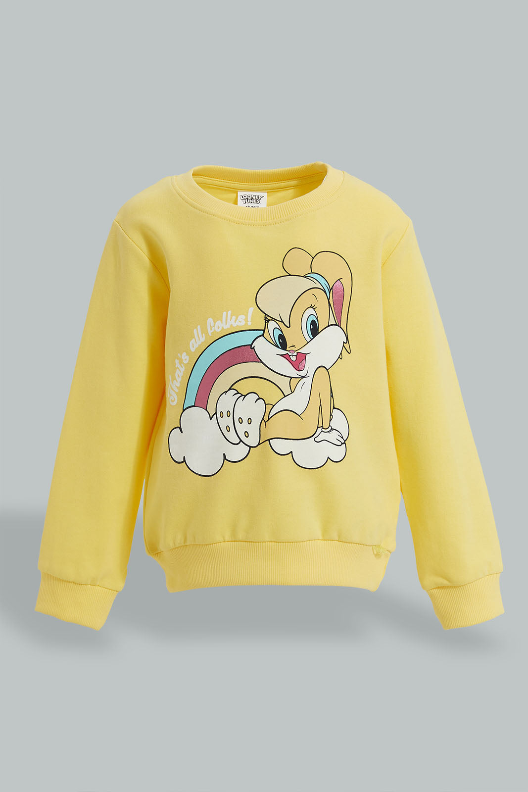 Redtag-Yellow-Lola-Print-Sweat-Tee-With-Printed-Track-Sets-Infant-Girls-3 to 24 Months