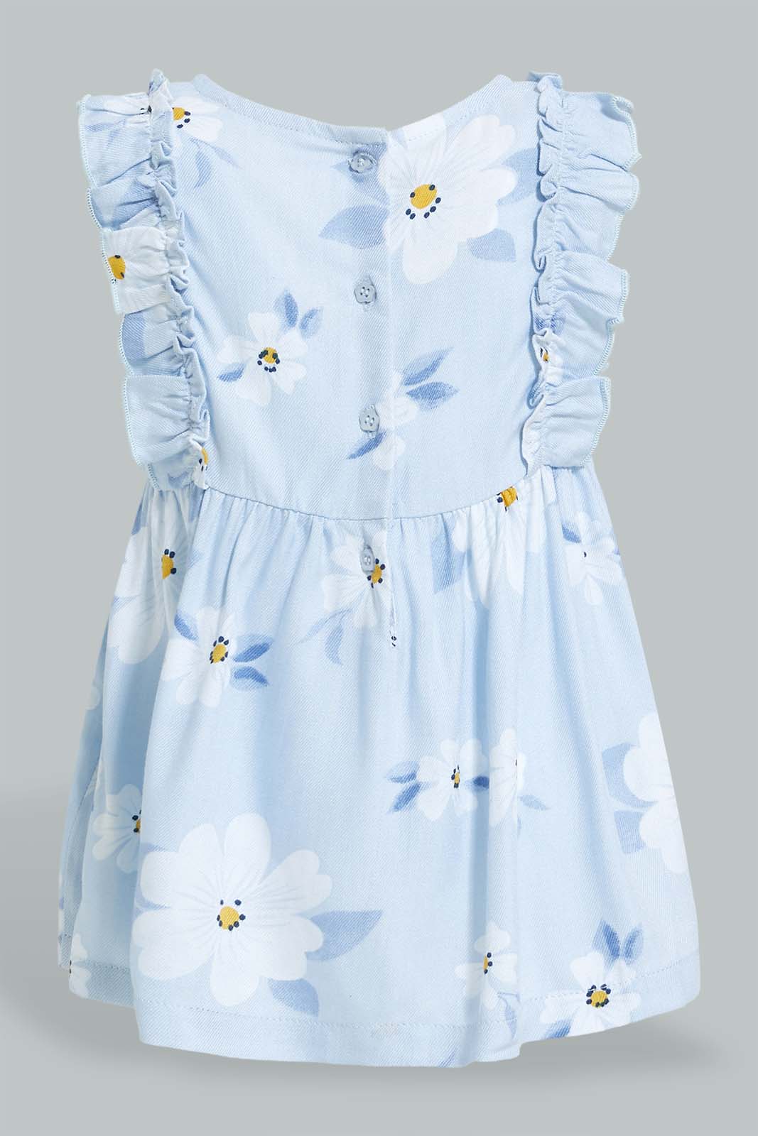 Redtag-Blue-Printed-Frilled-Blouse-Blouses-Infant-Girls-3 to 24 Months