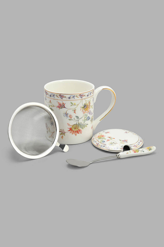 Redtag-Assorted-Floral-Mug-Set(4-Piece)-Tea-Sets-Home-Dining-