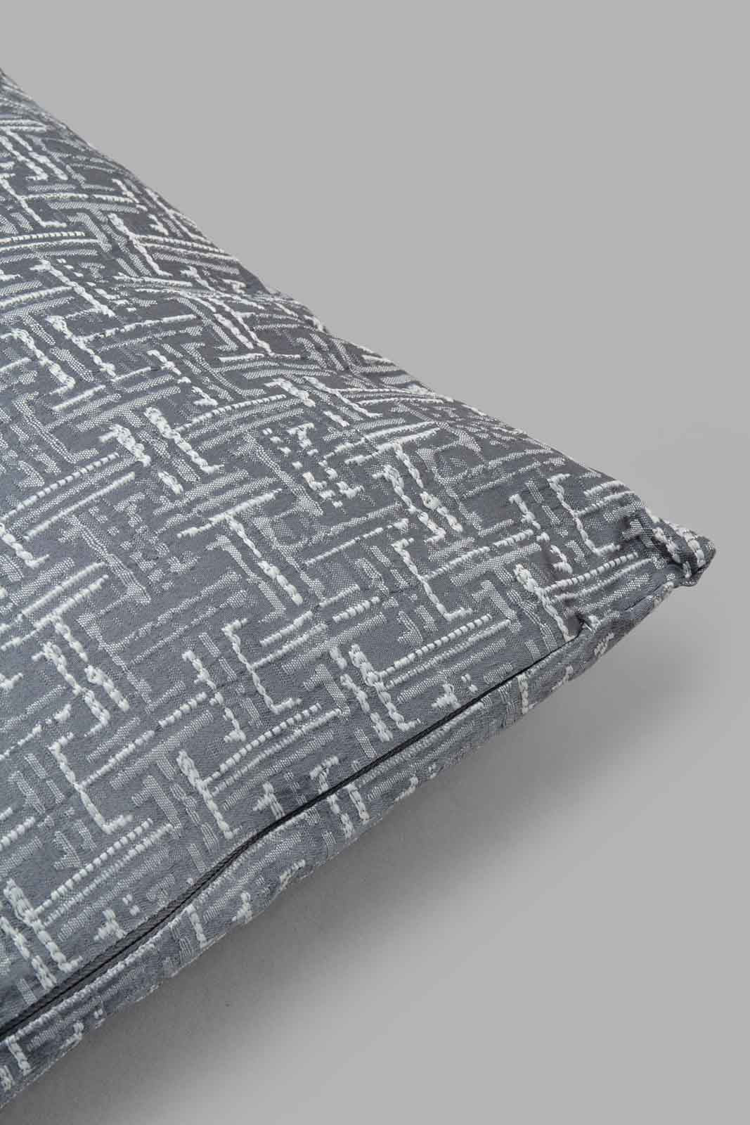 Redtag-Grey-Geometric-Jacquard-Cushion-Category:Cushions,-Colour:Grey,-Filter:Home-Bedroom,-HMW-BED-Cushions,-New-In,-New-In-HMW-BED,-Non-Sale,-S22C,-Section:Homewares-Home-Bedroom-