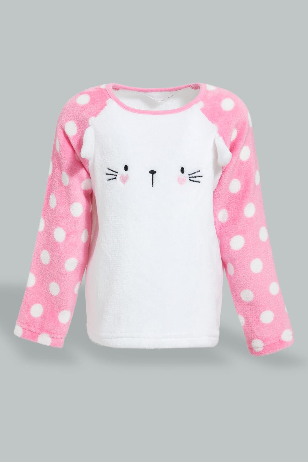 Redtag-Pink-Cat-Artwork-Fleece-Pyjama-Set-Pyjama-Sets-Infant-Girls-3 to 24 Months