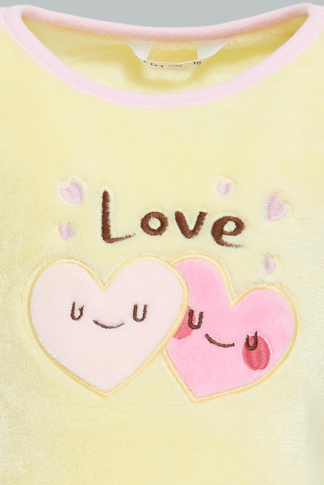 Redtag-Yellow-Heart-Artwork-Fleece-Pyjama-Set-Pyjama-Sets-Infant-Girls-3 to 24 Months