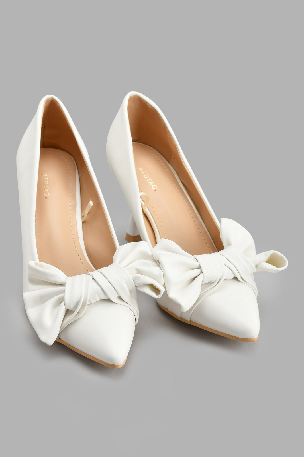 Redtag-White-Court-Shoe-With-Bow-Trim-Court-Shoes-Women's-