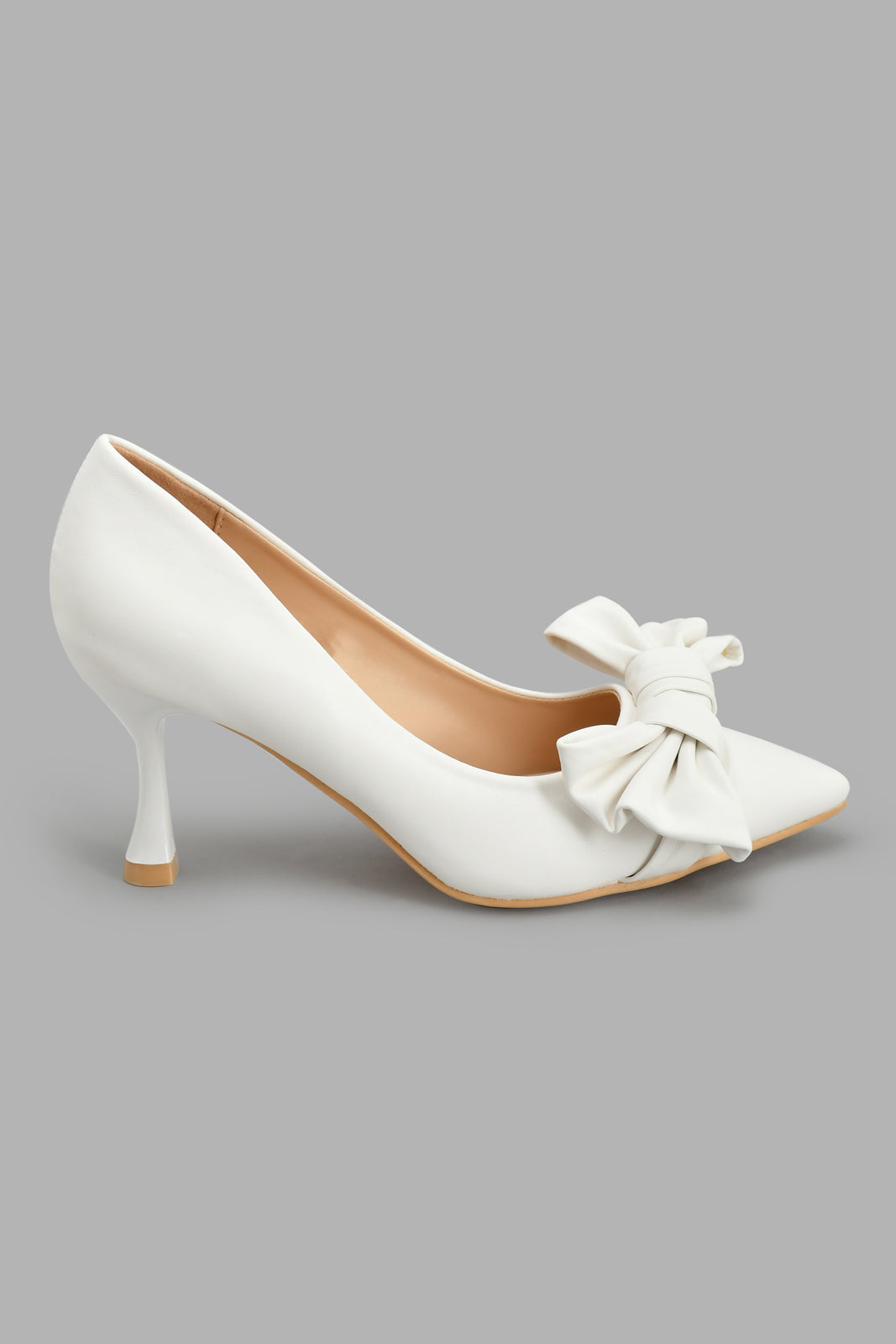 Redtag-White-Court-Shoe-With-Bow-Trim-Court-Shoes-Women's-
