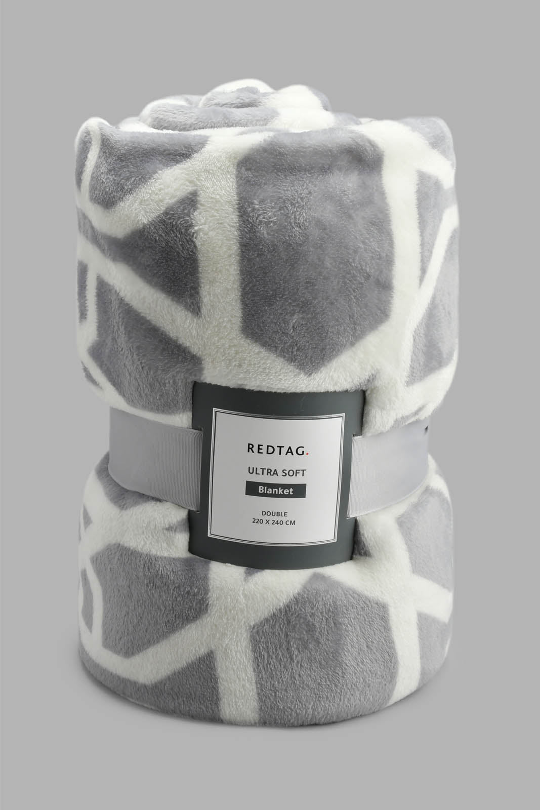 Redtag-Grey-Geometric-Print-Ultra-Soft-Blanket-
(Double-Size)-Blankets-Home-Bedroom-
