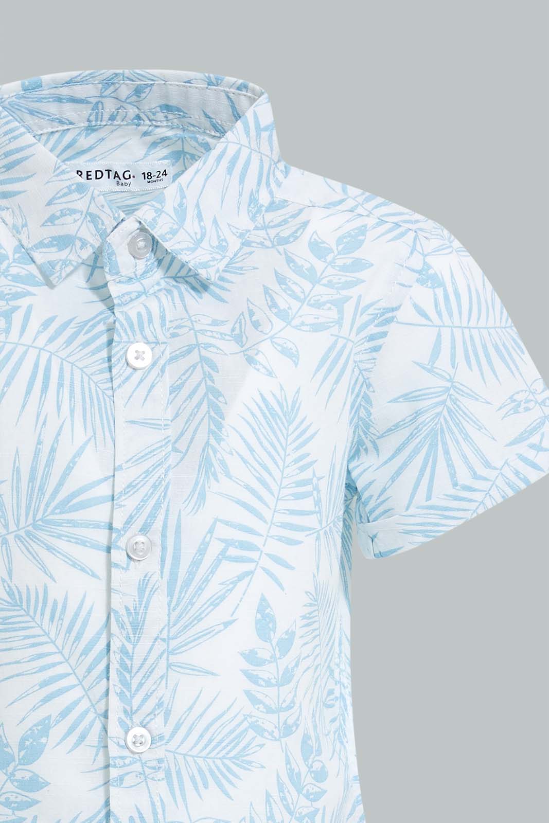 Redtag-Blue-And-White-Beach-Printed-Short-Sleeve-Poplin-Shirt-Colour:Blue,-Filter:Infant-Boys-(3-to-24-Mths),-Infant-Boys-Shirts,-New-In,-New-In-INB,-Non-Sale,-S22B,-Section:Kidswear,-TBL-Infant-Boys-3 to 24 Months