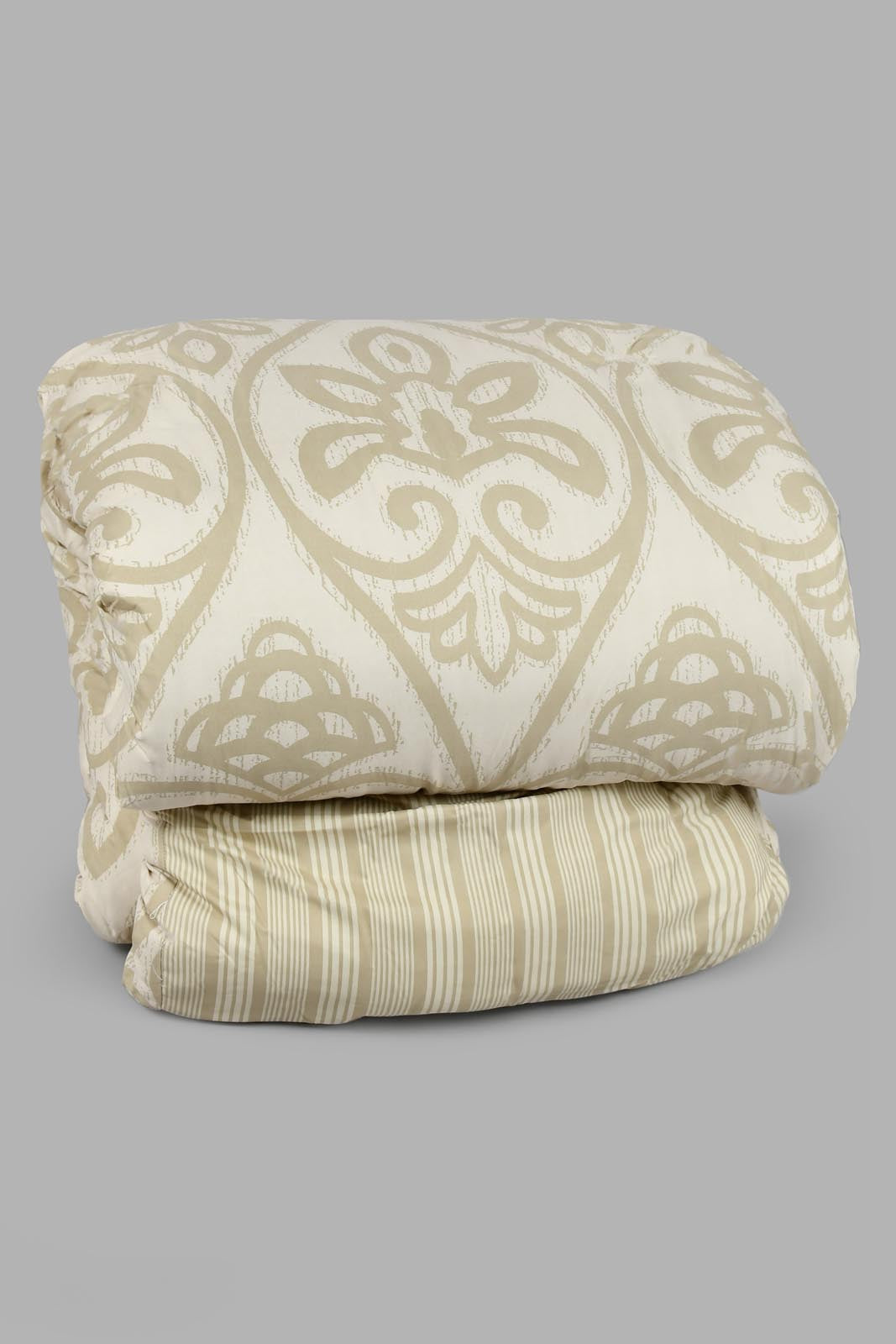 Redtag-Grey-Damask-Print-6-Piece-Comforter-Set-(Double-Size)-Comforters-Home-Bedroom-
