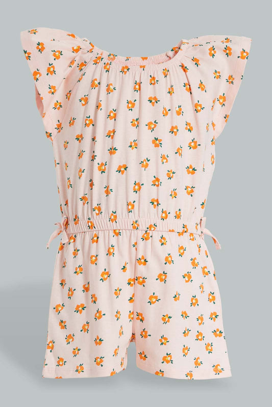 Redtag-Pink-Printed-Playsuit-Jumpsuits-Infant-Girls-3 to 24 Months