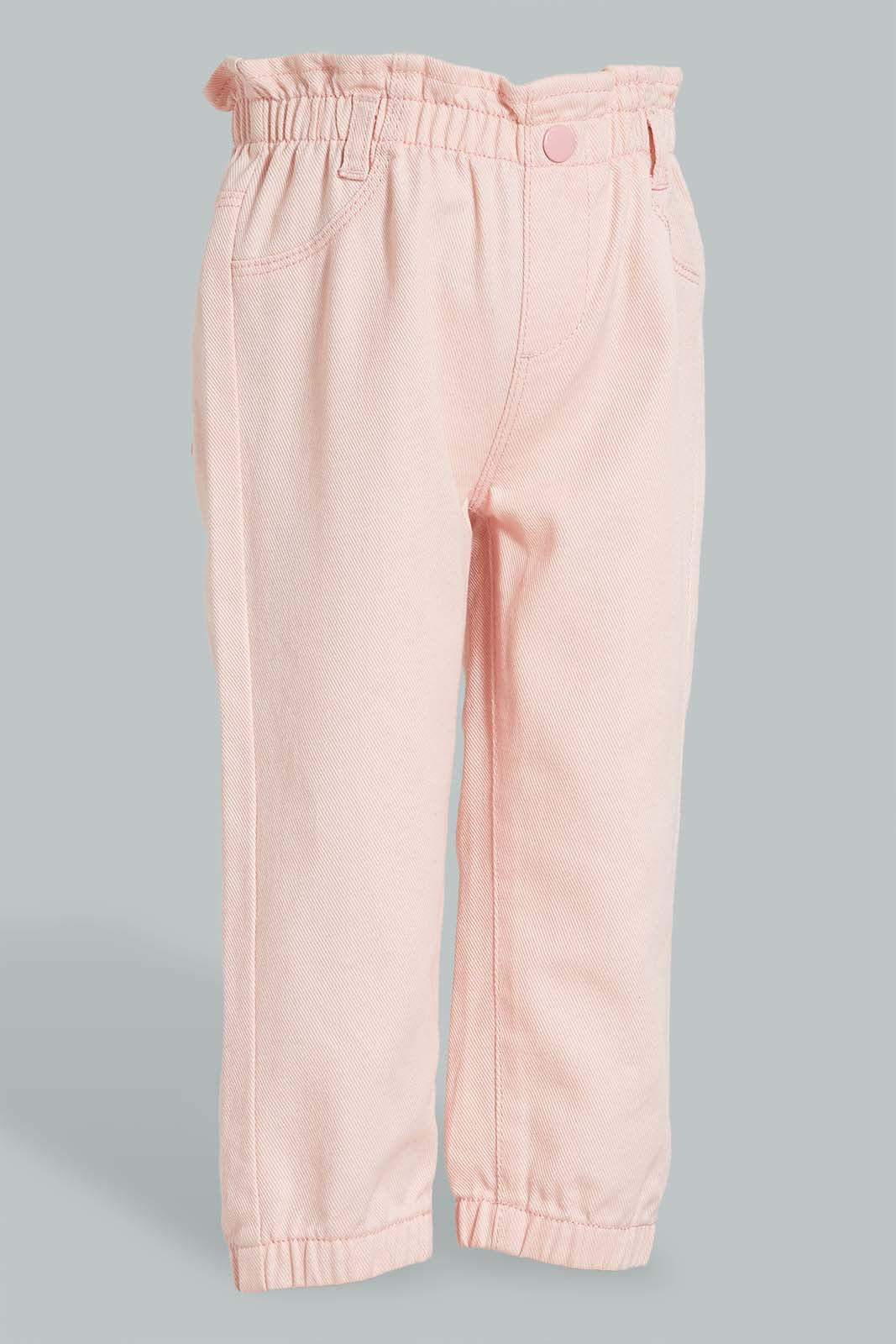 Redtag-Pink-Coloured-Denim-Jogger-Jeans-Baggy-Fit-Infant-Girls-3 to 24 Months