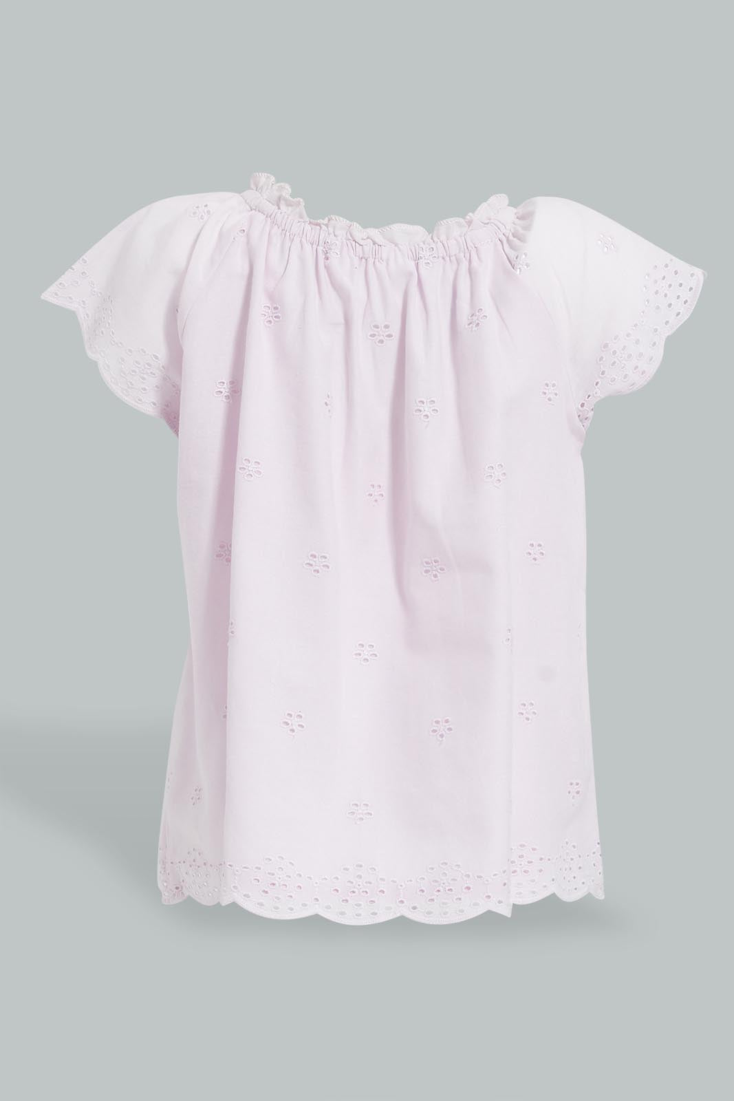 Redtag-Lilac-Schiffly-Top-With-Lino-Dobby-Skirt-Colour:Lilac,-Filter:Infant-Girls-(3-to-24-Mths),-Infant-Girls-Sets,-New-In,-New-In-ING,-Non-Sale,-S22B,-Section:Kidswear-Infant-Girls-3 to 24 Months