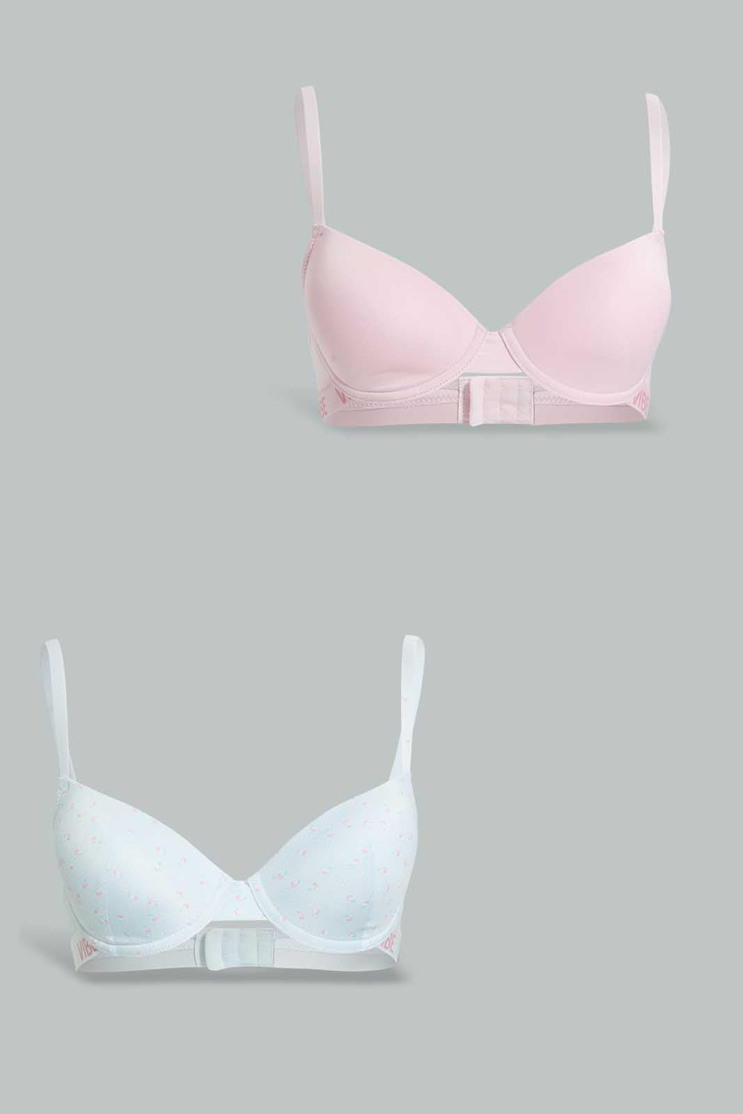 Redtag-Mint-And-Pink-Plain-Padded-Plunge-Bra-For-Women-(Pack-of-2)-Category:Bras,-Colour:Mint,-Colour:Pink,-Deals:4-For-90,-Deals:Sale,-Filter:Women's-Clothing,-Non-Returnable,-S22B,-Sale-LDL-APL,-Section:Women,-Women-Bras--