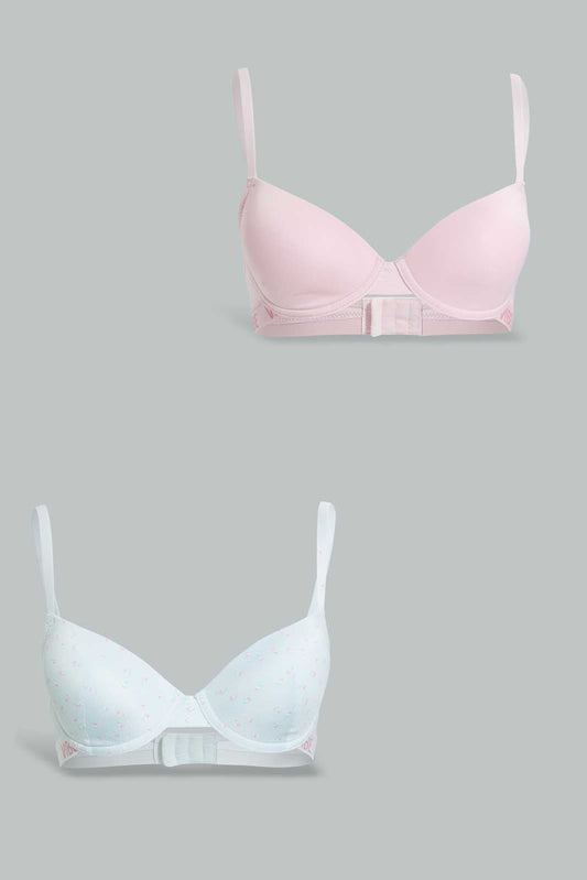 Redtag-Mint-And-Pink-Plain-Padded-Plunge-Bra-For-Women-(Pack-of-2)-Category:Bras,-Colour:Mint,-Colour:Pink,-Deals:4-For-90,-Deals:Sale,-Filter:Women's-Clothing,-Non-Returnable,-S22B,-Sale-LDL-APL,-Section:Women,-Women-Bras--