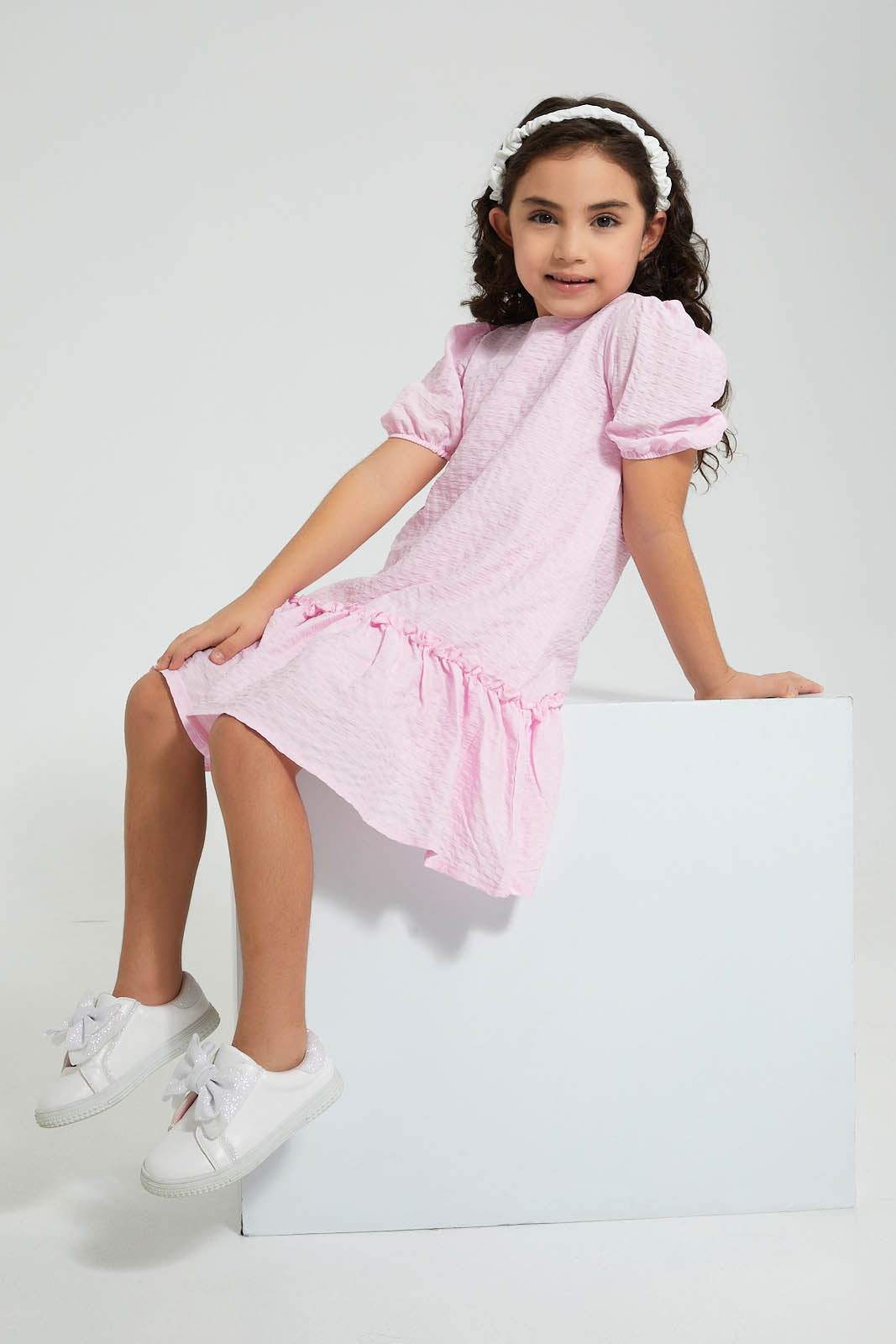 Redtag-Pink-Jacquard-Knit-Dress-Colour:Pink,-Filter:Girls-(2-to-8-Yrs),-Girls-Dresses,-New-In,-New-In-GIR,-Non-Sale,-S22B,-Section:Kidswear-Girls-2 to 8 Years
