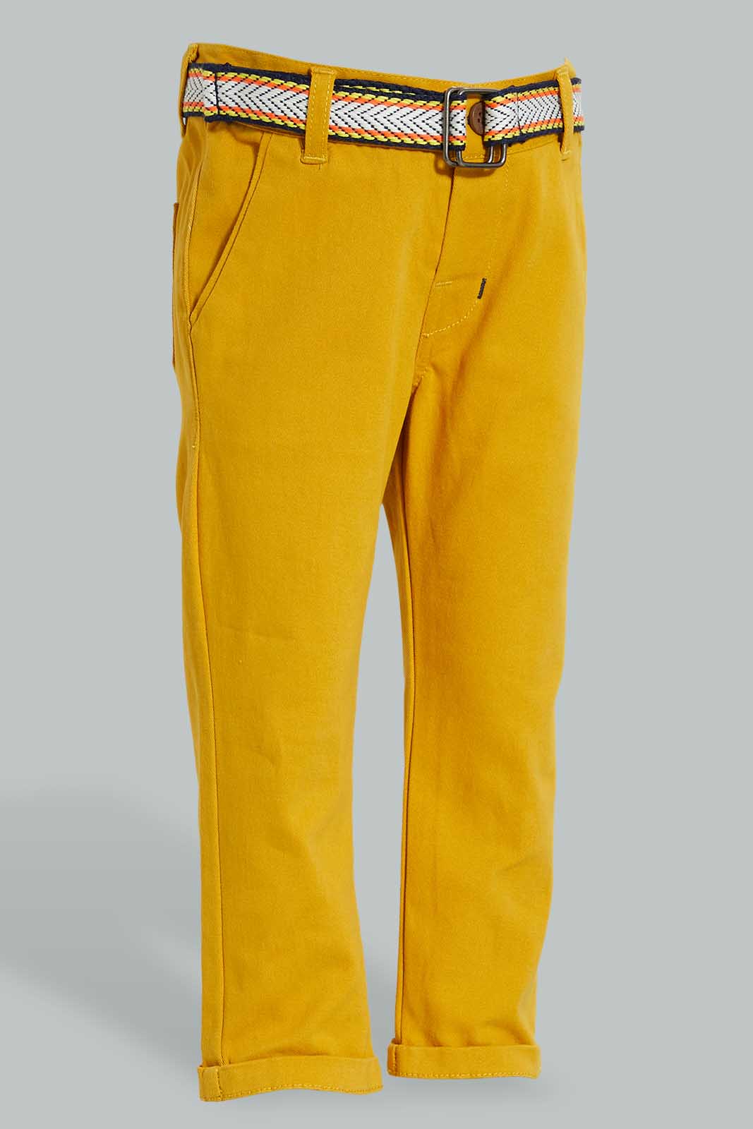 Redtag-Mustard-Belted-Casual-Trouser-Character,-Colour:Mustard,-Filter:Infant-Boys-(3-to-24-Mths),-Infant-Boys-Trousers,-New-In,-New-In-INB,-Non-Sale,-S22B,-Section:Kidswear,-TBL-Infant-Boys-3 to 24 Months