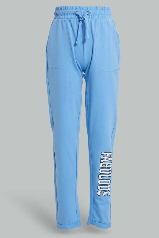 Redtag-Blue-Basic-Track-Pant-Joggers-Senior-Girls-9 to 14 Years
