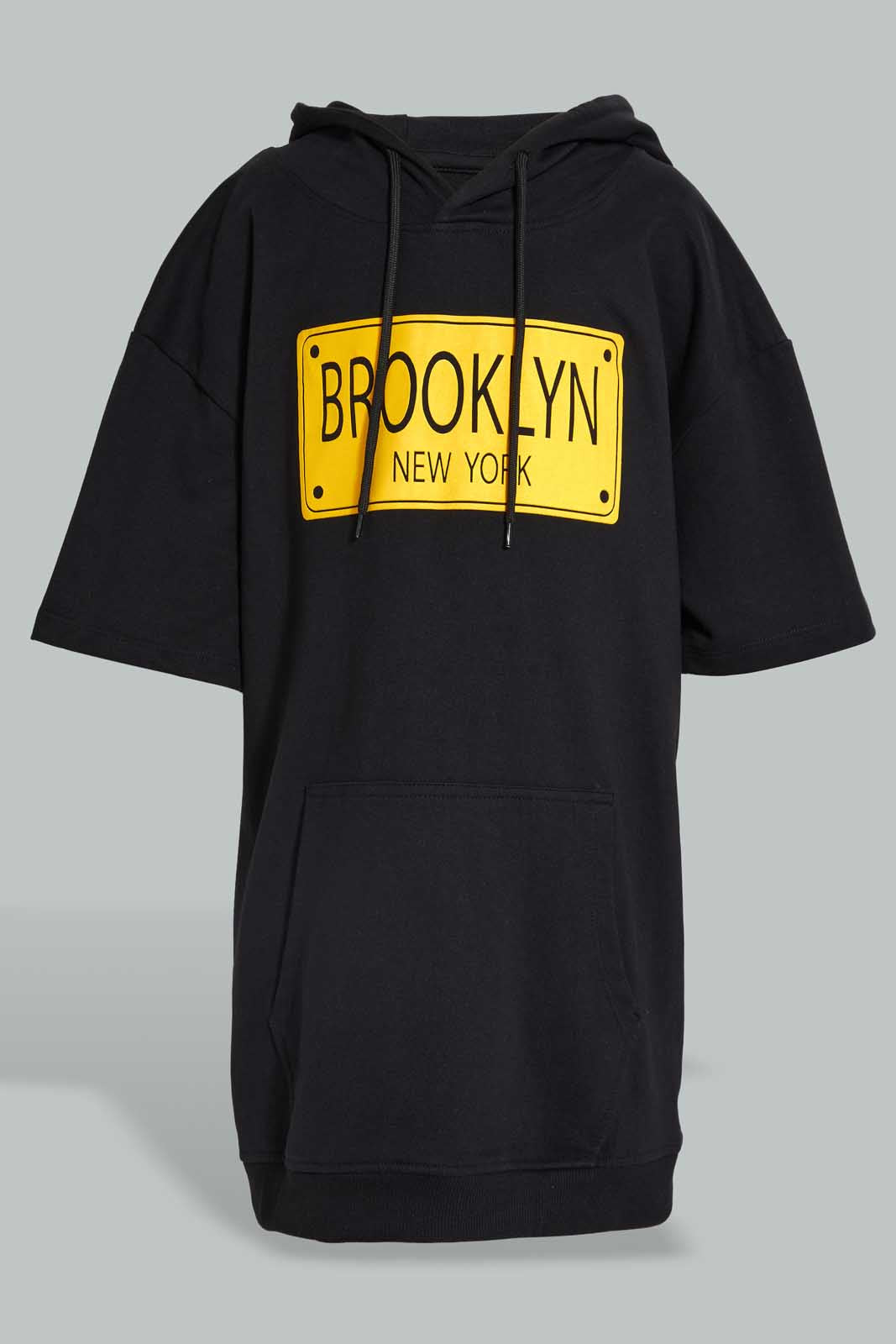 Black Brooklyn Hooded Sweatshirt For Senior Boys