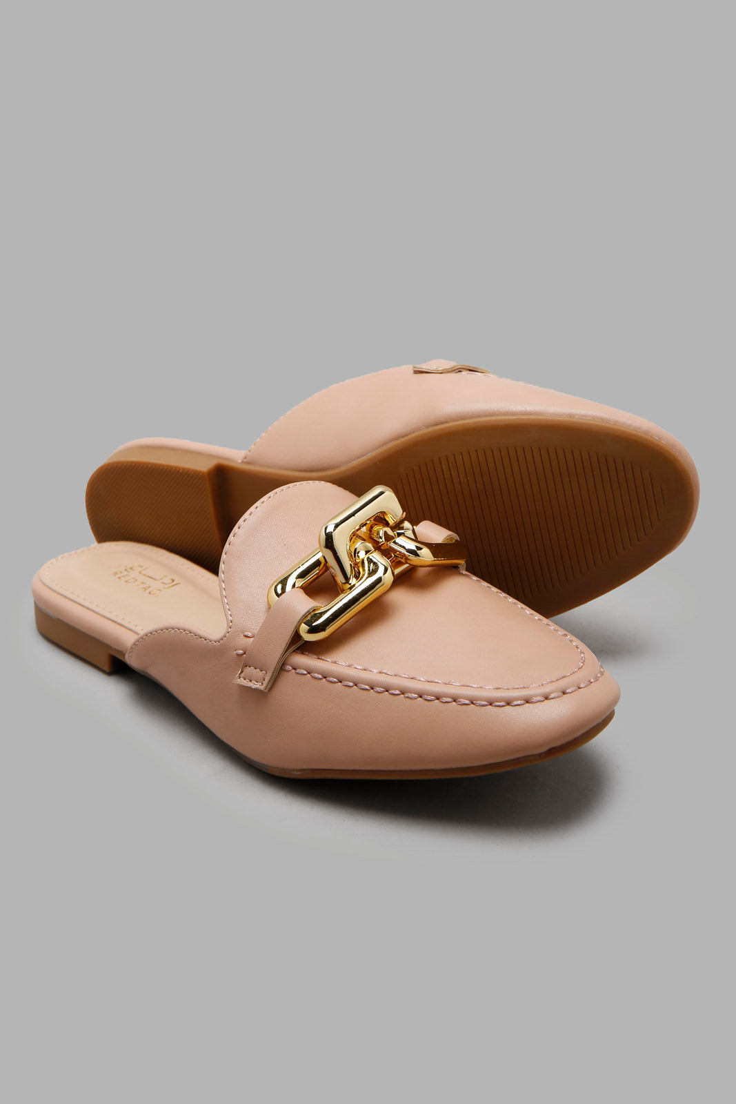 Redtag-Taupe-Closed-Toe-Mule-With-Chain-Trim-Category:Shoes,-Colour:Taupe,-Deals:New-In,-Filter:Women's-Footwear,-New-In-Women-FOO,-Non-Sale,-Section:Women,-W22A,-Women-Shoes-Women's-