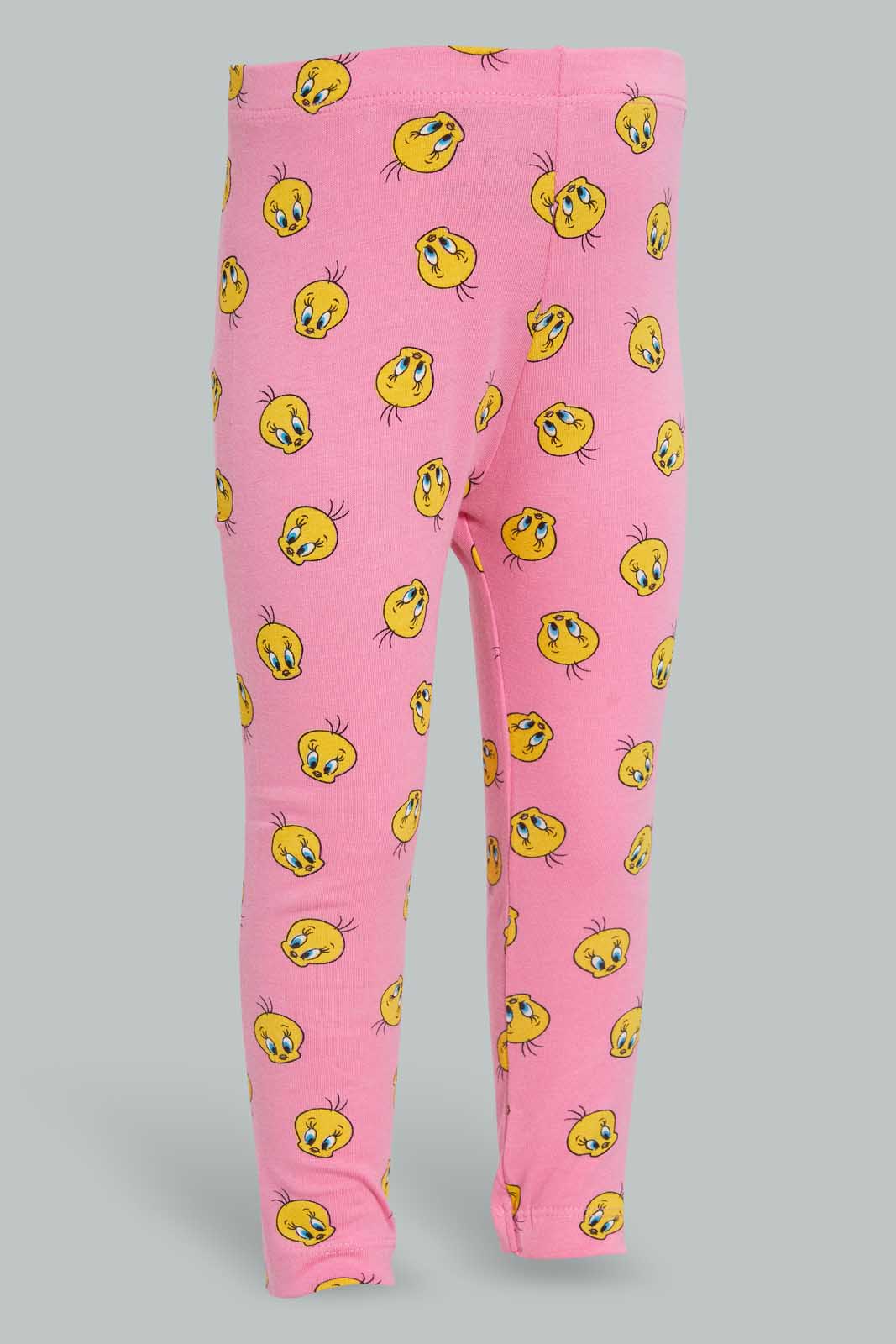 Redtag-Fuchsia-Tweety-Printed-Legging-Leggings-Infant-Girls-3 to 24 Months