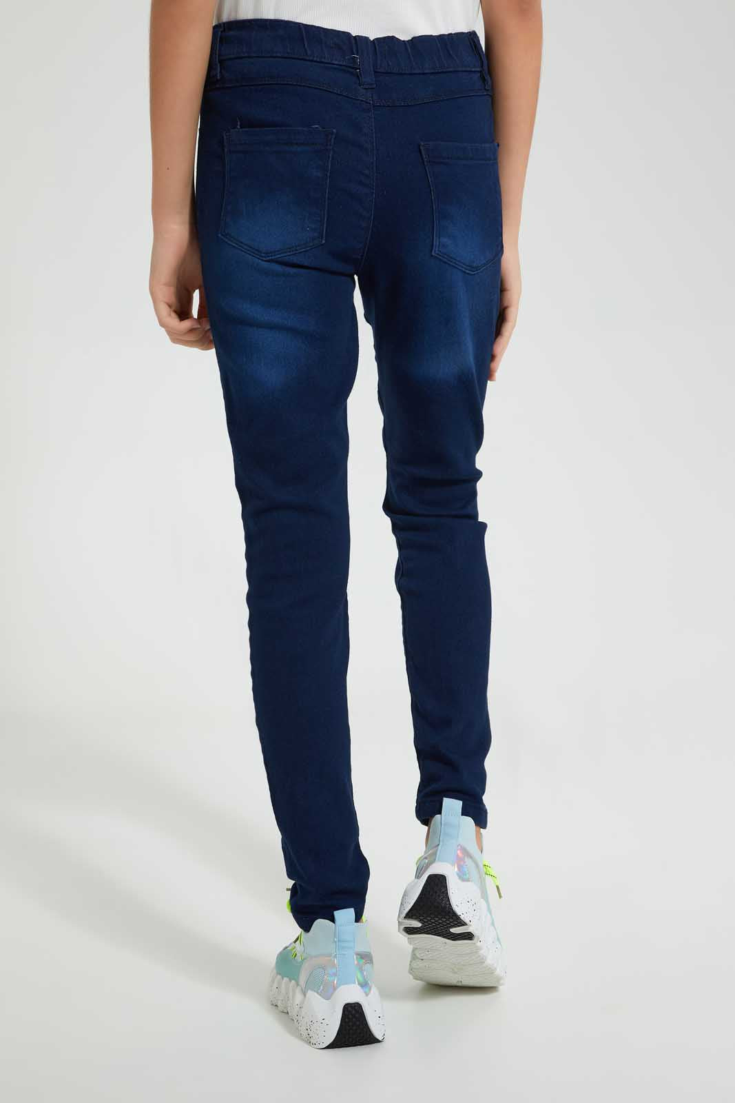 Redtag-Dk-Wash-Skinny-Jeggings-With-Bunny-Jeggings-Senior-Girls-9 to 14 Years