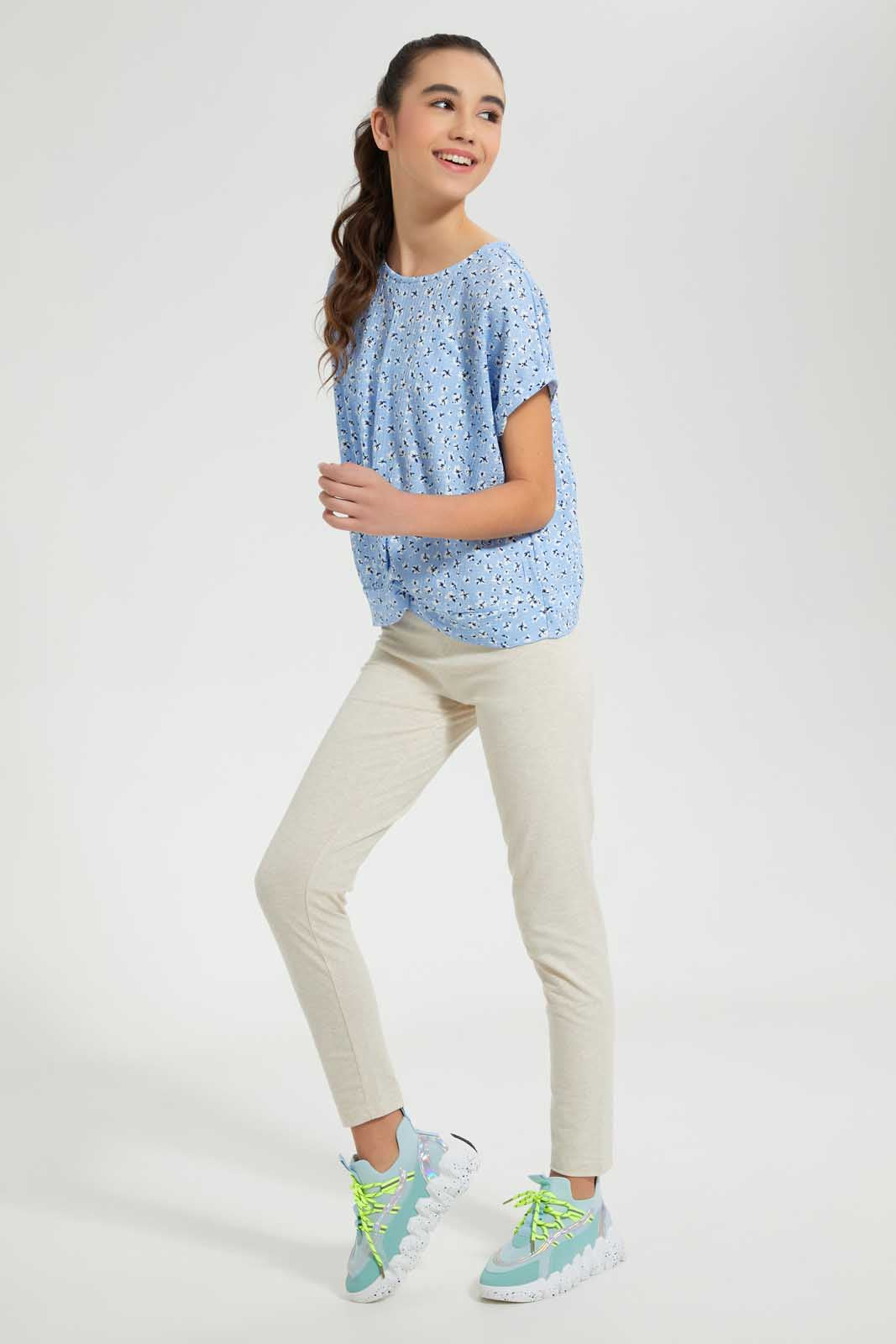 Redtag-Beige-Basic-Legging-Leggings-Senior-Girls-9 to 14 Years