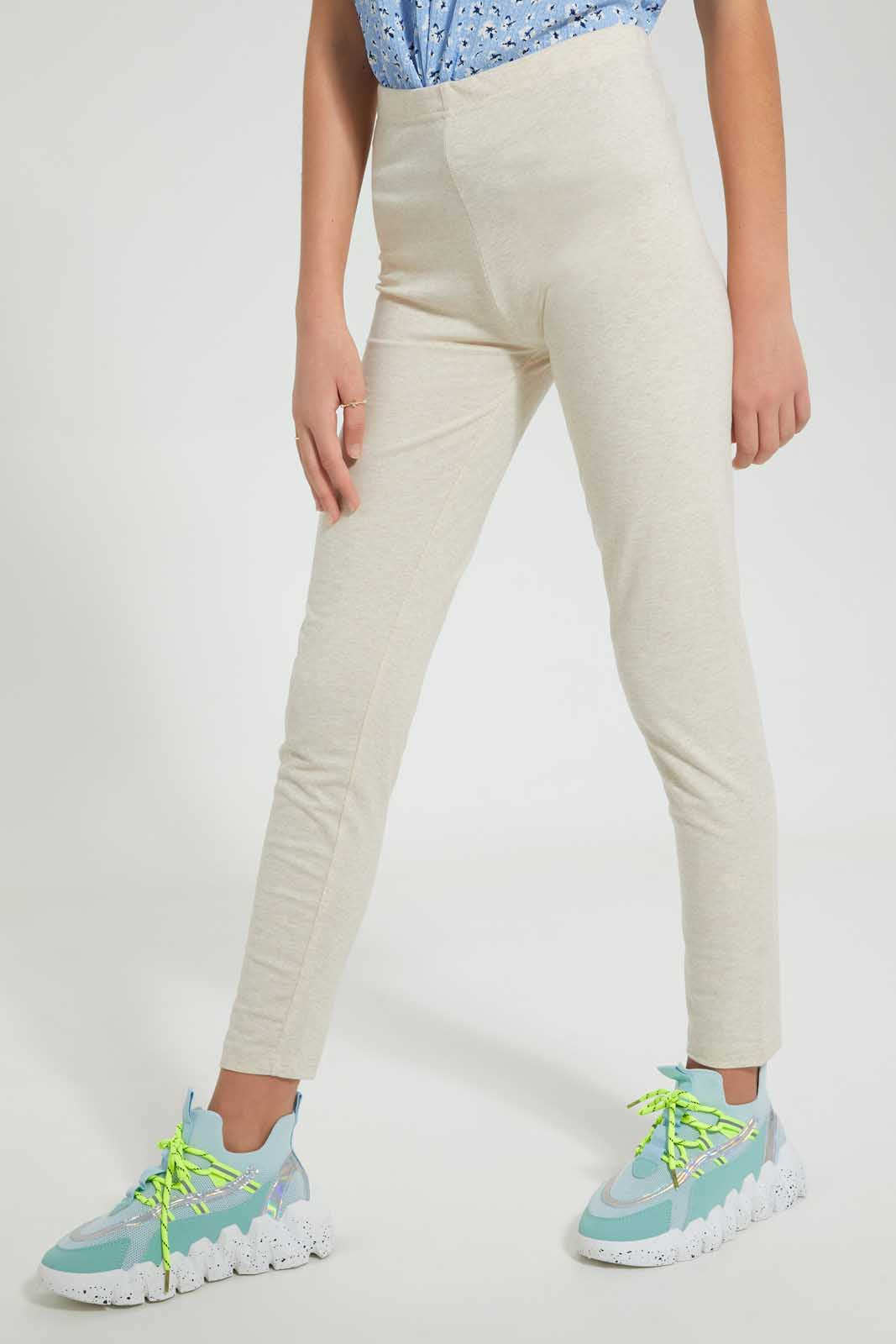 Redtag-Beige-Basic-Legging-Leggings-Senior-Girls-9 to 14 Years