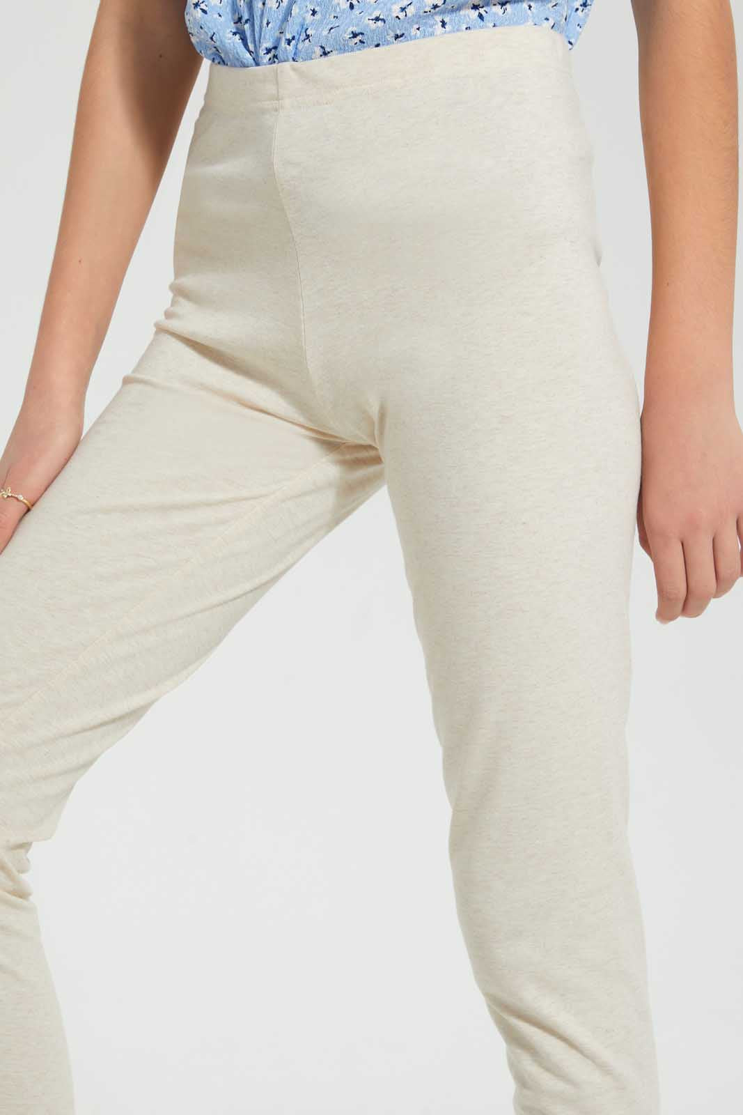 Redtag-Beige-Basic-Legging-Leggings-Senior-Girls-9 to 14 Years