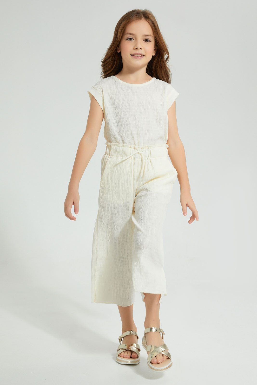 Redtag-Cream-Crinckled-Casual-Set-Colour:Cream,-Filter:Girls-(2-to-8-Yrs),-Girls-Sets,-New-In,-New-In-GIR,-Non-Sale,-S22A,-Section:Kidswear-Girls-2 to 8 Years