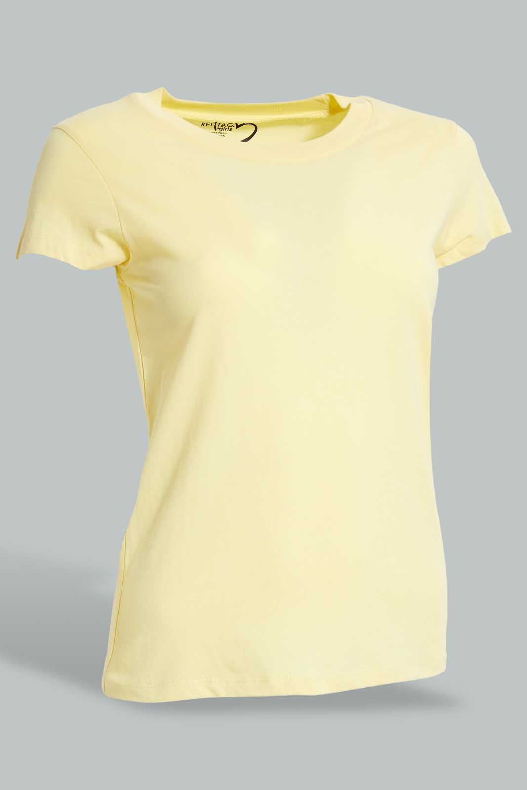 Redtag-Grey-Melange/Yellow-2Pcs-Pack-Top-Tops-Senior-Girls-9 to 14 Years