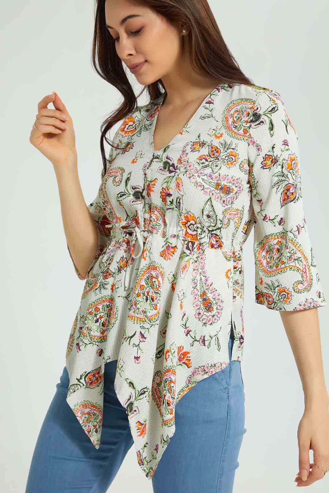 Redtag-Placement-Paisley-Print-Asymmetric-Blouse-Blouses-Women's-