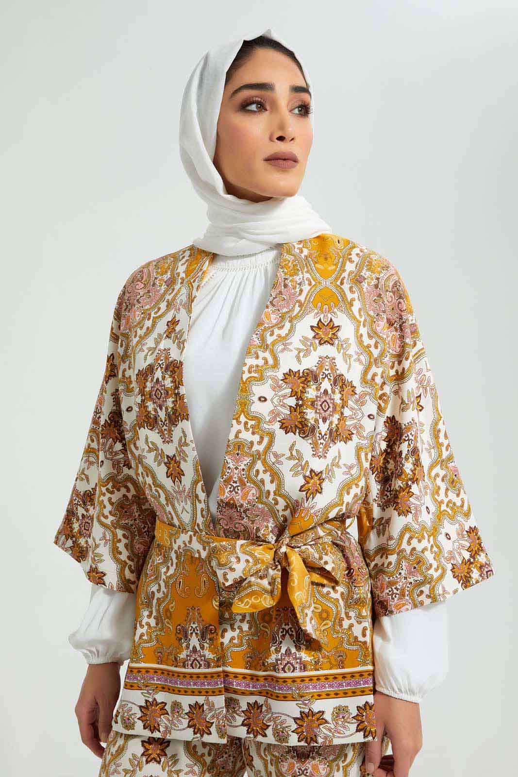 Redtag-Print-Belted-Cardigan-Cardigans-Women's-