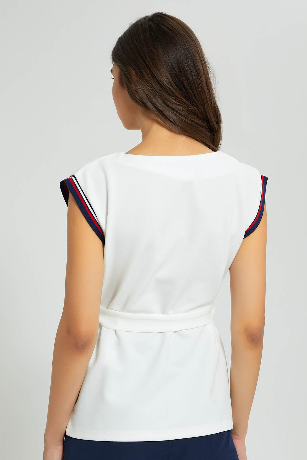 Redtag-Ivory-Belted-Top-With-Slv-Tape-Tops-Women's-