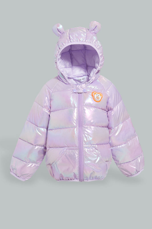 Redtag-Lilac-Heavy-Padded-Solid-Puffer-Jacket-Jackets-Infant-Girls-3 to 24 Months