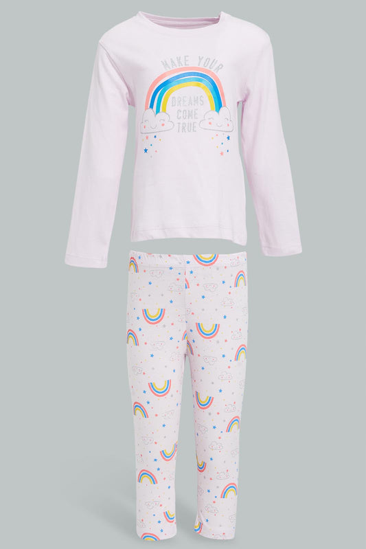 Redtag-Lilac-Rainbow-Printed-Pyjama-Set-Colour:Lilac,-Filter:Infant-Girls-(3-to-24-Mths),-Infant-Girls-Pyjama-Sets,-New-In,-New-In-ING,-Non-Sale,-S22B,-Section:Kidswear-Infant-Girls-3 to 24 Months