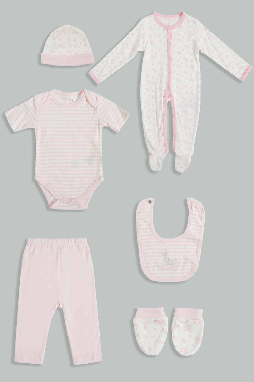 Redtag-Pink-6-Pcs-Quilted-Giftset-Category:Gift-Sets,-Colour:Pink,-Deals:Sale,-Filter:Baby-(0-to-12-Mths),-NBG-Gift-Sets,-S22A,-Sale-NBB-APL,-Section:Girls-(0-to-14Yrs)-Baby-0 to 12 Months