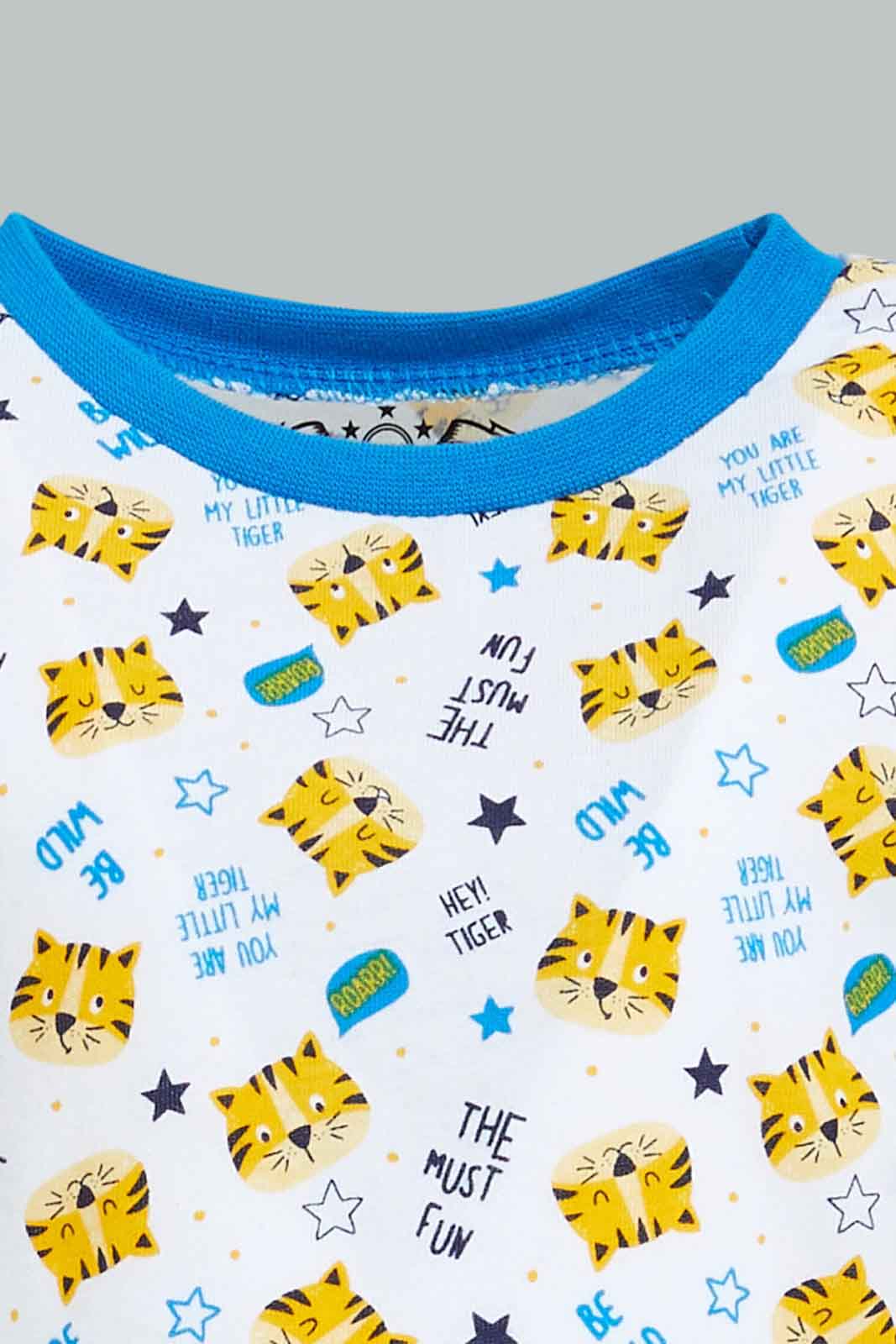 Redtag-Grey-And-White-Tiger-Printed-Pj-Set-Top-Bottom-Shorts-(4-Pack)-Colour:Grey,-Filter:Infant-Boys-(3-to-24-Mths),-Infant-Boys-Pyjama-Sets,-New-In,-New-In-INB,-Non-Sale,-S22B,-Section:Kidswear-Infant-Boys-3 to 24 Months