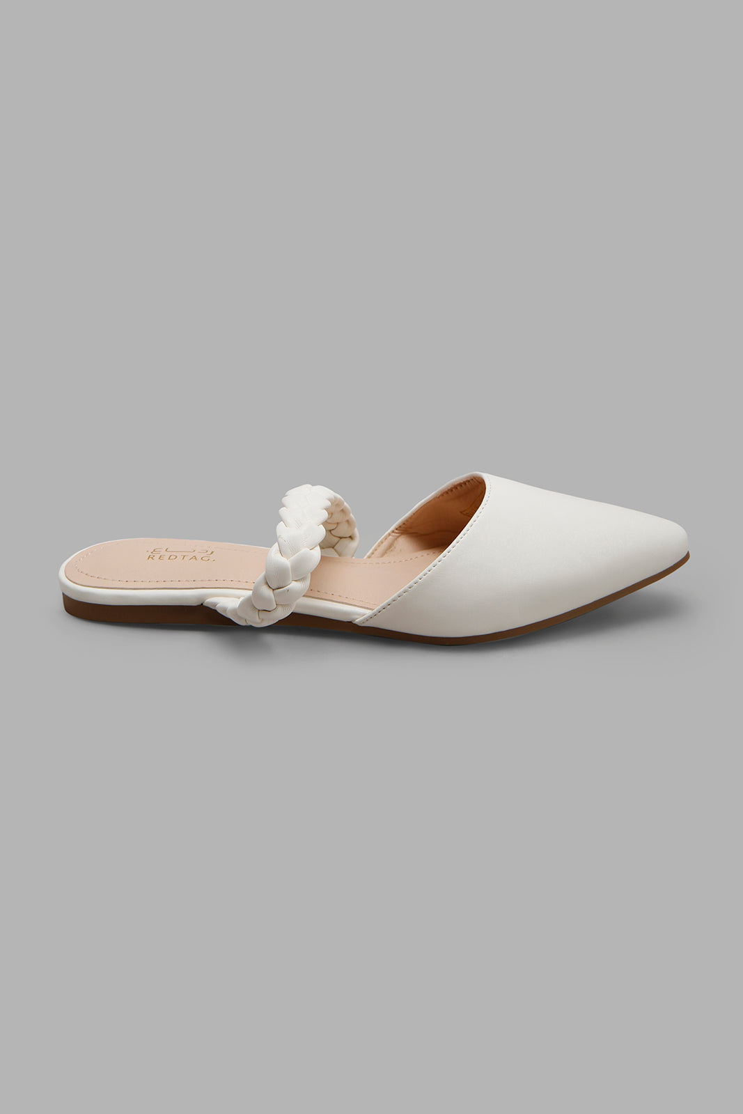 Redtag-White-Mule-With-Plait-Strap-Category:Shoes,-Colour:White,-Deals:New-In,-Filter:Women's-Footwear,-New-In-Women-FOO,-Non-Sale,-Section:Women,-W22A,-Women-Shoes-Women's-