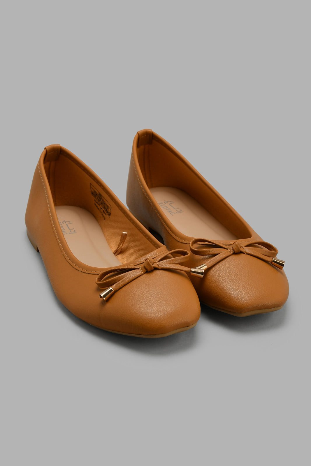 Redtag-Tan-Ballerina-With-Bow-Trim-Ballerinas-Women's-