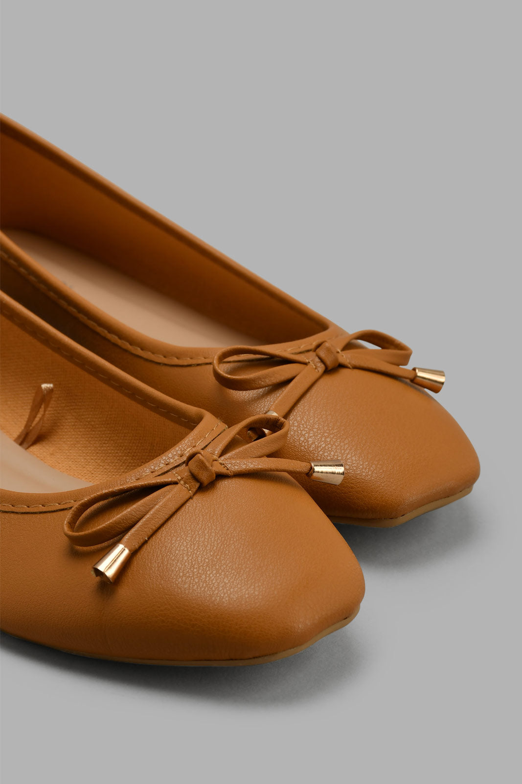 Redtag-Tan-Ballerina-With-Bow-Trim-Ballerinas-Women's-