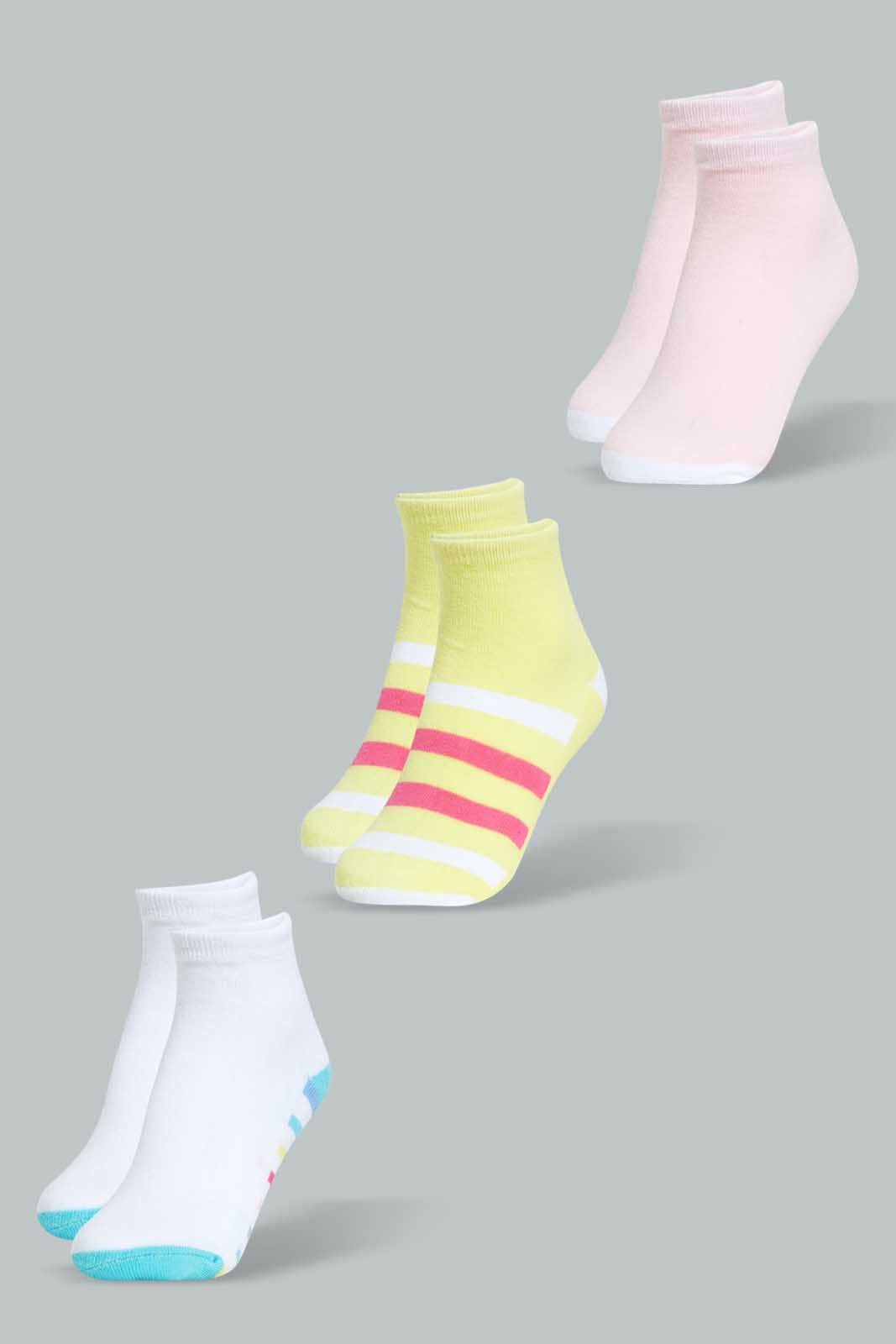 Redtag-Assorted-3Pk-Half-Terry-Sock-Full-Length-Socks-Girls-2 to 8 Years