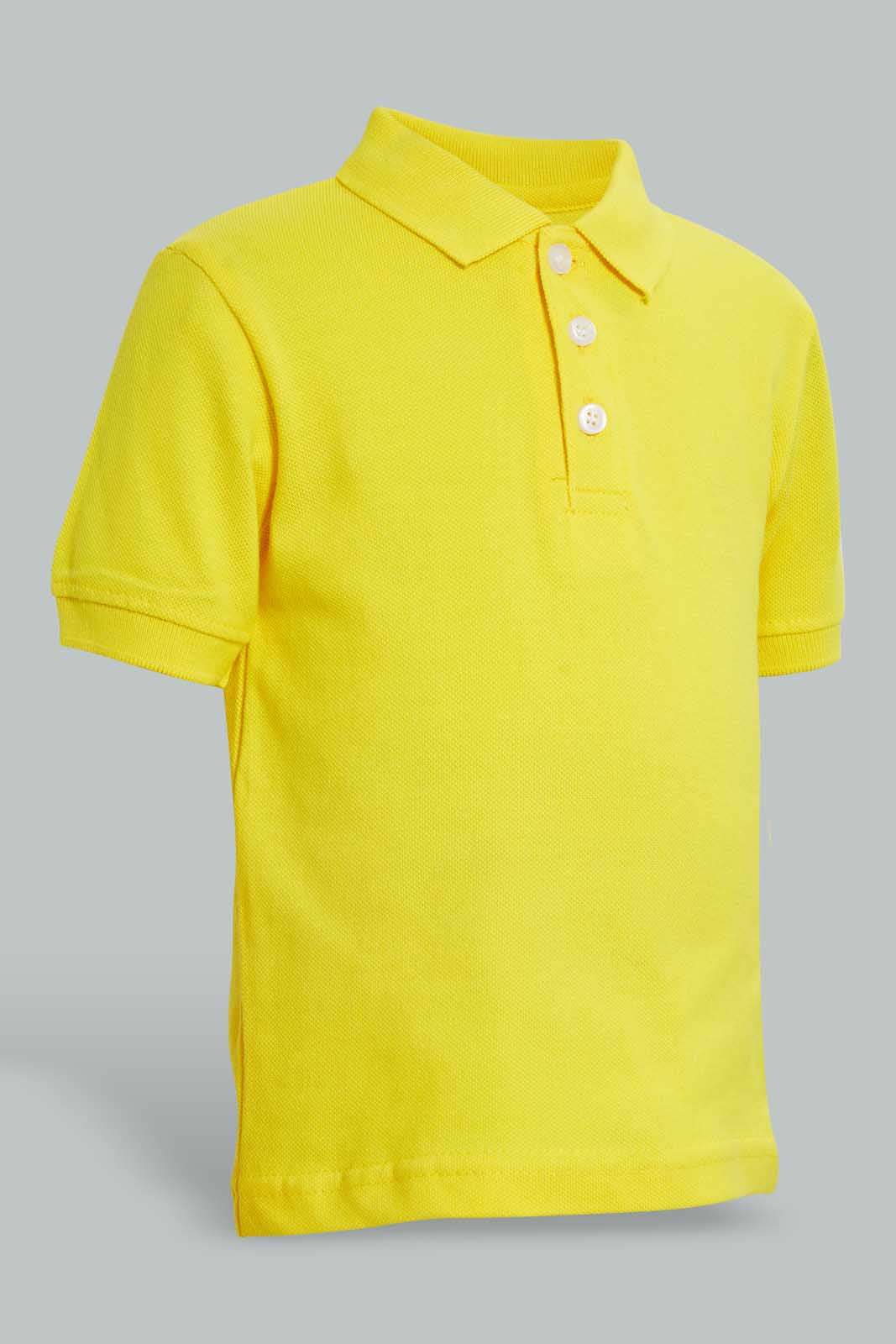 Redtag-Yellow-Tipping-Color-Pique-Short-Sleeve-Polo-Plain-Infant-Boys-3 to 24 Months