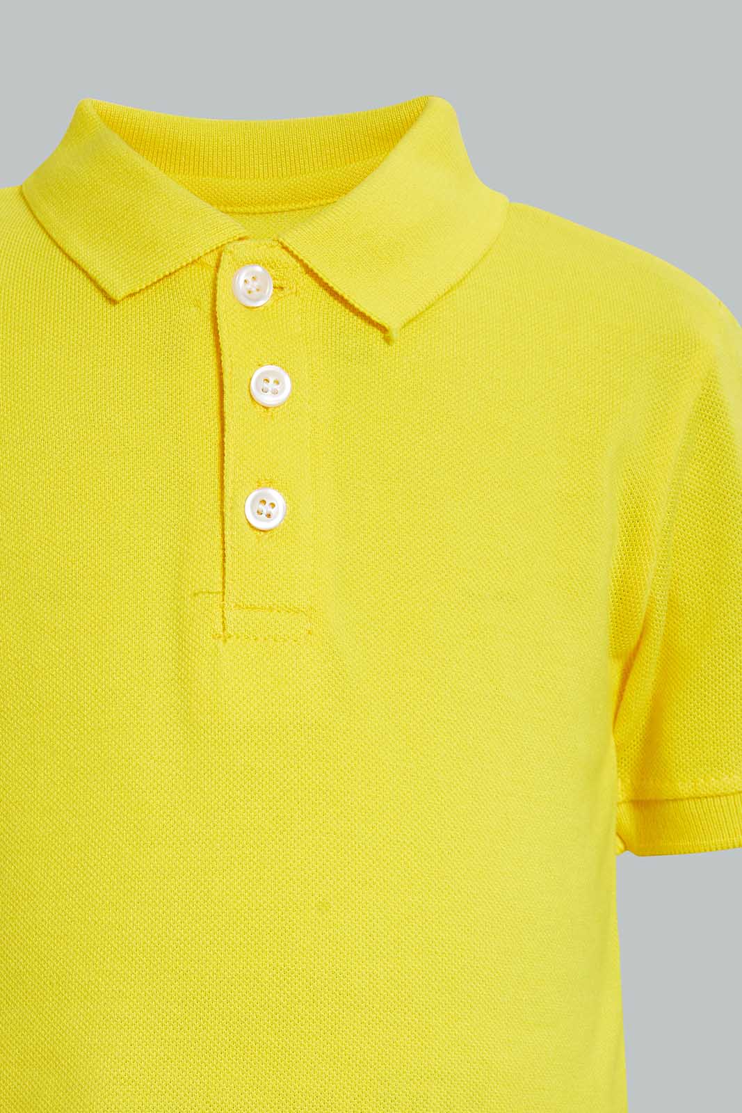 Redtag-Yellow-Tipping-Color-Pique-Short-Sleeve-Polo-Plain-Infant-Boys-3 to 24 Months
