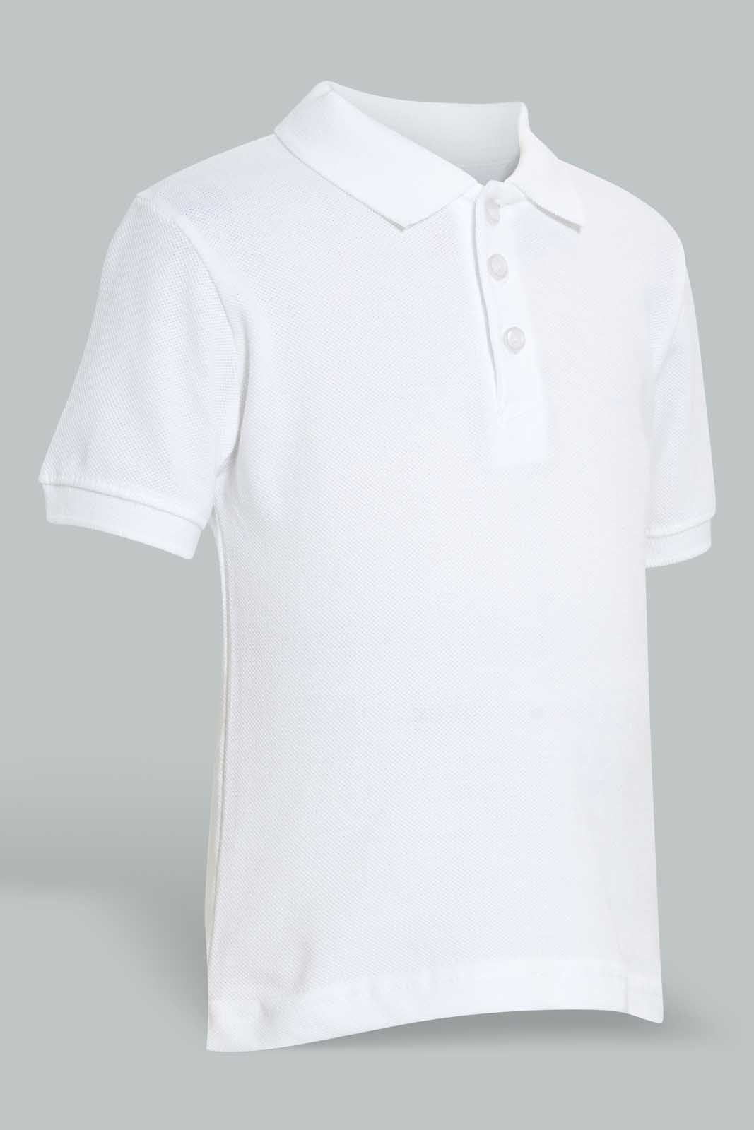 Redtag-White-Tipping-Color-Pique-Short-Sleeve-Polo-Plain-Infant-Boys-3 to 24 Months