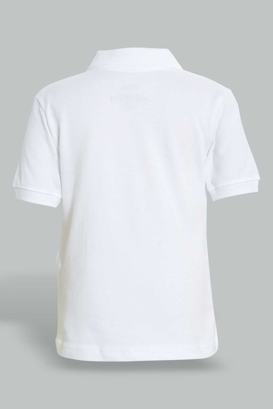 Redtag-White-Tipping-Color-Pique-Short-Sleeve-Polo-Plain-Infant-Boys-3 to 24 Months