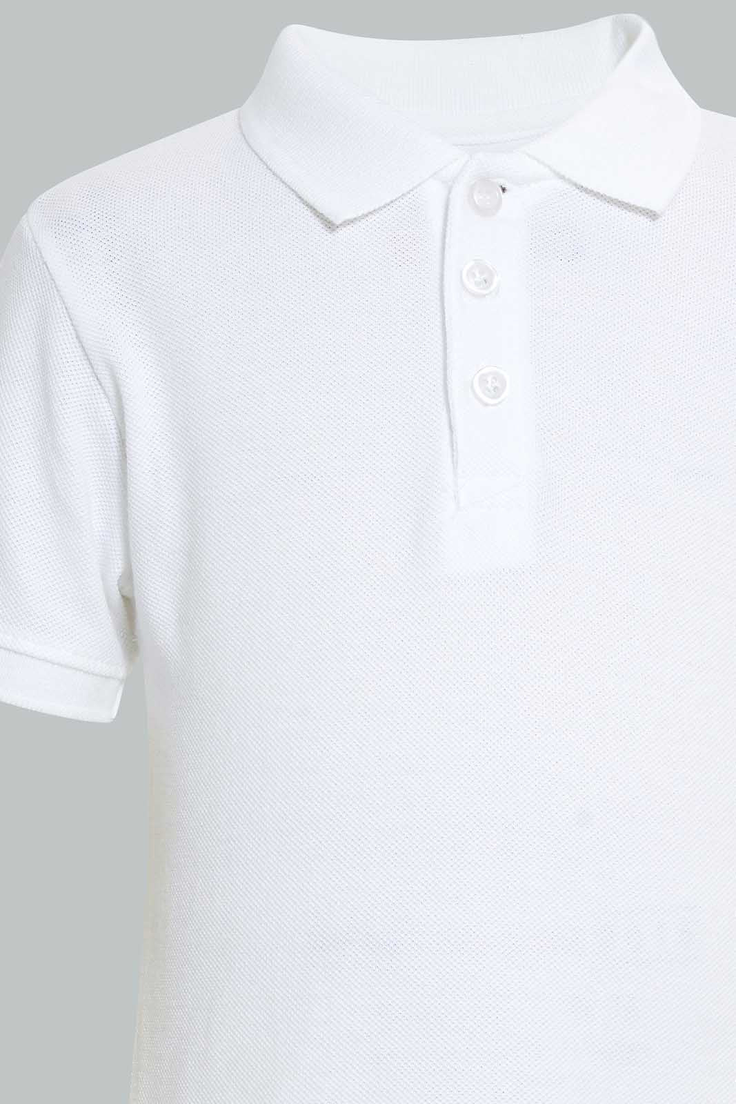 Redtag-White-Tipping-Color-Pique-Short-Sleeve-Polo-Plain-Infant-Boys-3 to 24 Months