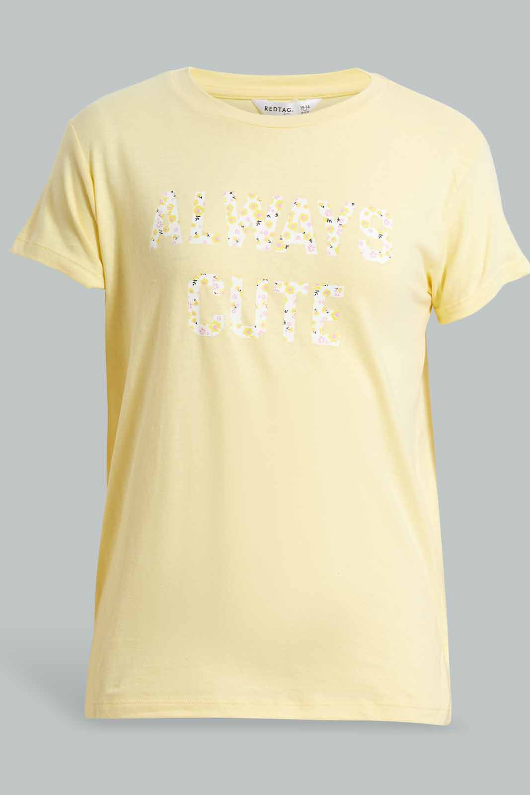 Redtag-Yellow-Short-Sets-Pyjama-Sets-Senior-Girls-9 to 14 Years