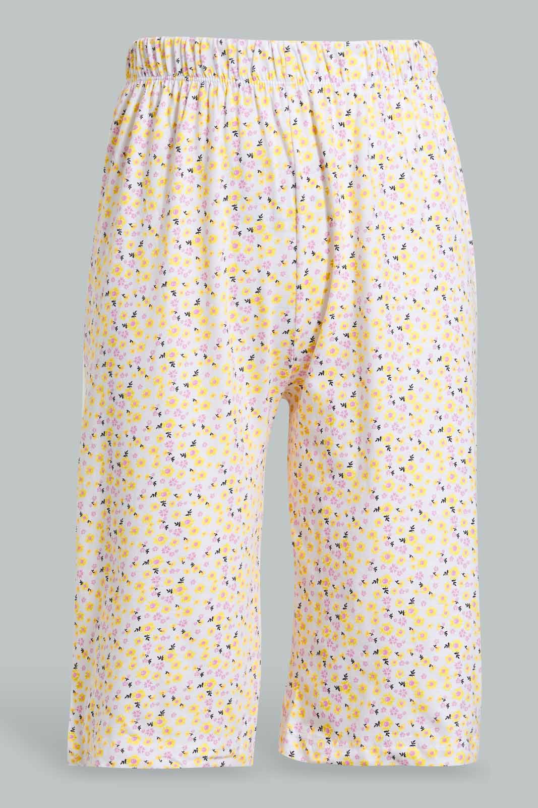 Redtag-Yellow-Short-Sets-Pyjama-Sets-Senior-Girls-9 to 14 Years