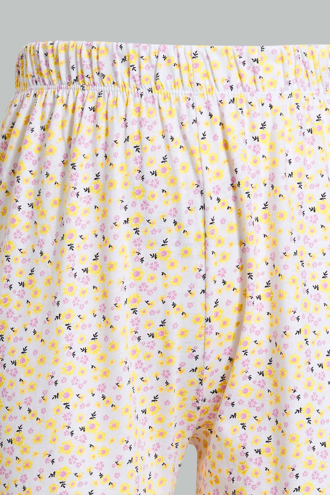 Redtag-Yellow-Short-Sets-Pyjama-Sets-Senior-Girls-9 to 14 Years