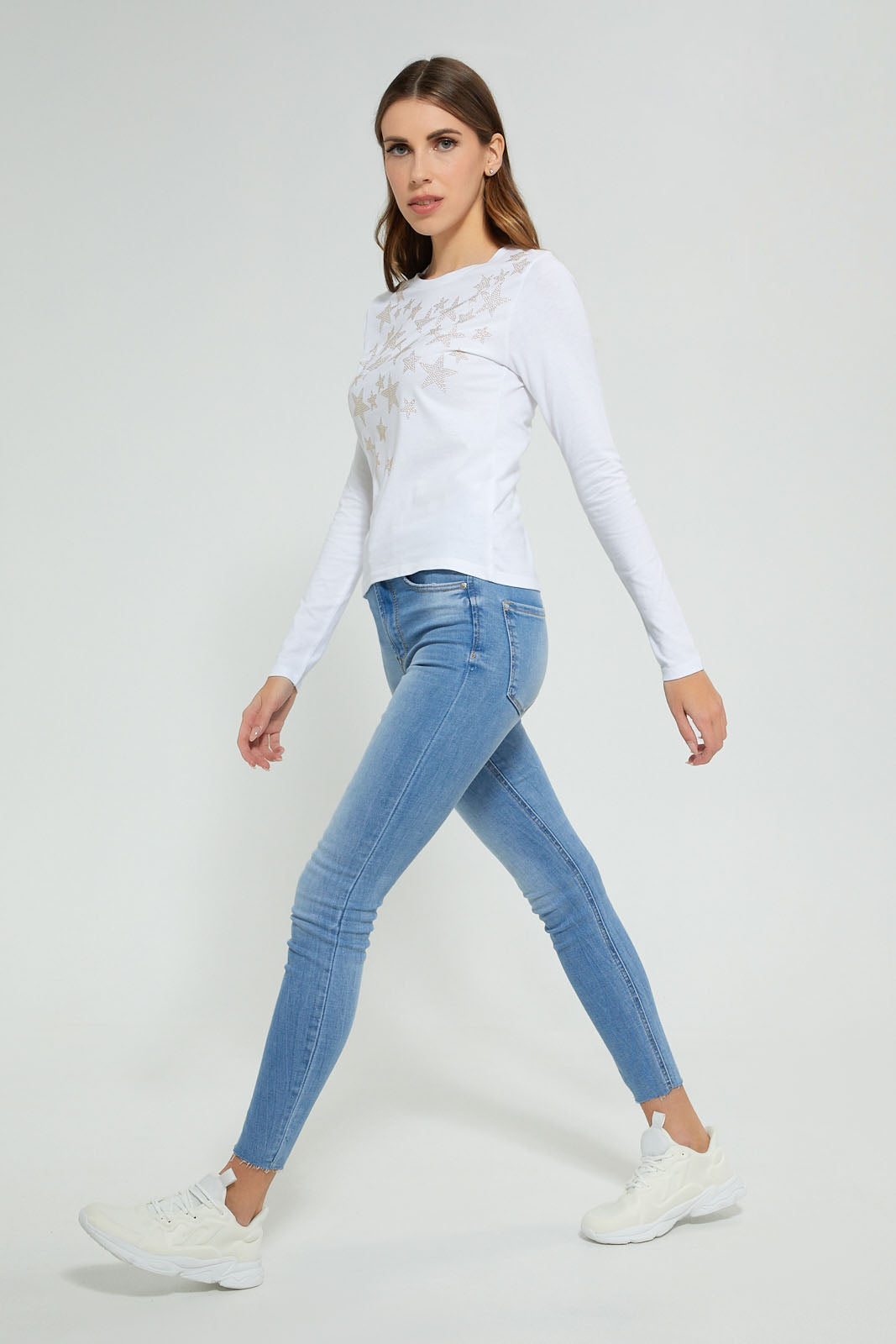 Redtag-White-Longsleeve-With-Star-Studs-Long-Sleeves-Women's-