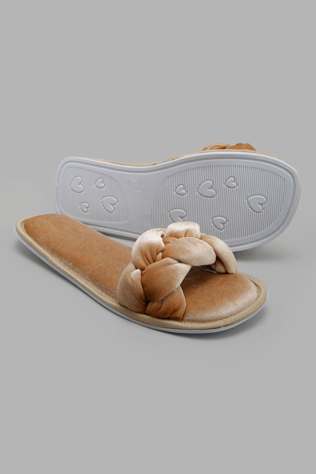 Redtag-Taupe-Velvet-Plait-Slipper--Women's-