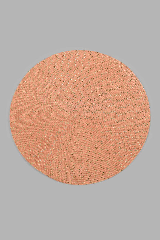 Redtag-Brown-Round-Placemat-Placemats-Home-Dining-